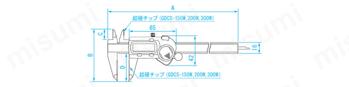 デジタルノギス GDCS-100・GDCS-150・GDCS-200・GDCS-300 新潟精機（SK） MISUMI(ミスミ)