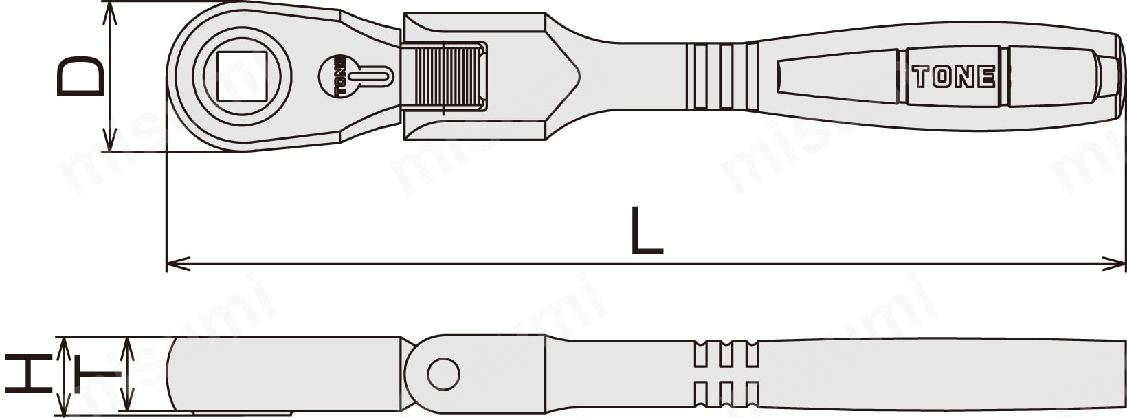 首振ラチェットハンドル RH3FB | TONE | MISUMI(ミスミ)