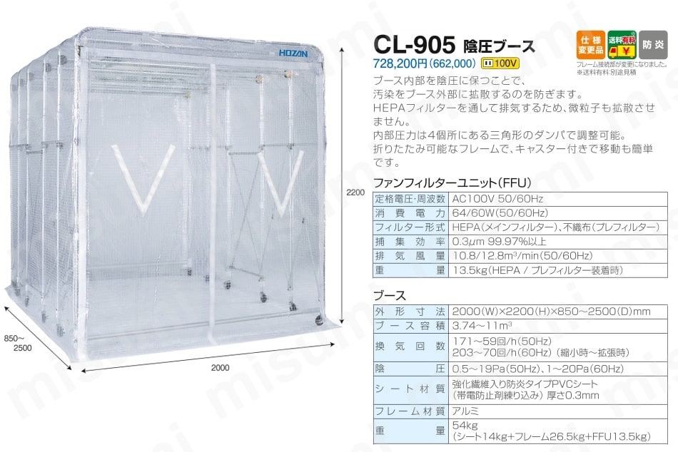 陰圧ブース CL-905 | ホーザン | MISUMI(ミスミ)