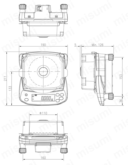 パーソナル天びん EJ-B JCSS校正書類付 EJ-123B / EJ-303B外形図