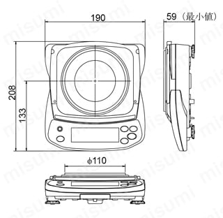 パーソナル天びん EJ-B JCSS校正書類付 EJ-120B / EJ-200B / EJ-300B / EJ-410B / EJ-610B外形図