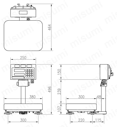 防塵・防水はかり FS-iシリーズ JCSS校正書類付 FS-30Ki外形図
