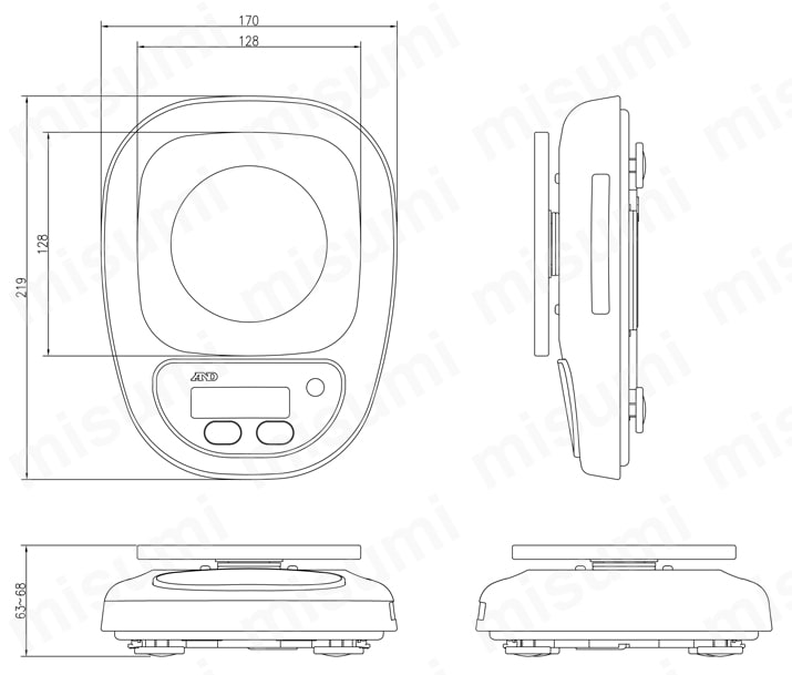 防塵・防水コンパクトスケール（ウォーターボーイ） HL-WPシリーズ一般校正書類付 HL-300WP / HL-3000WP外形図