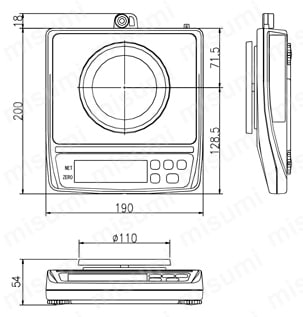 コンパクト天びん EW-iシリーズ一般校正書類付 EW-150i外形図