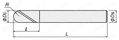 ボールエンドミル EPHB6-PN 6枚刃 高能率仕上げ用 外形図