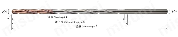 SR 加工用超硬ドリル WHSR-ATH 外形図
