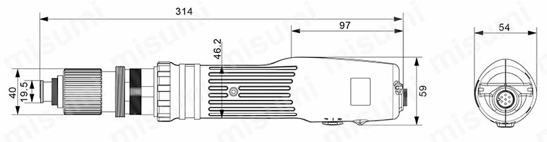 超高トルク型電動ドライバー RBKシリーズ 外形図1