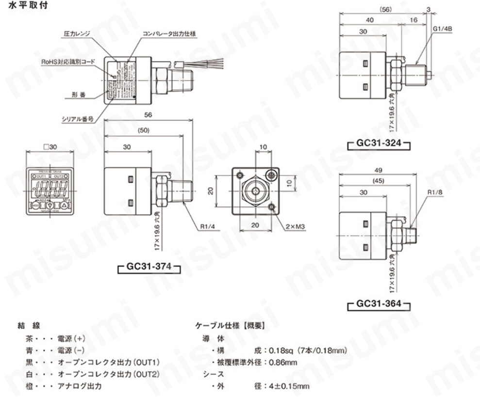 小形デジタル圧力計 GC31 | 長野計器 | MISUMI(ミスミ)