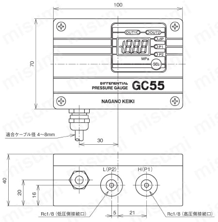 デジタル差圧計 GC55 | 長野計器 | MISUMI(ミスミ)