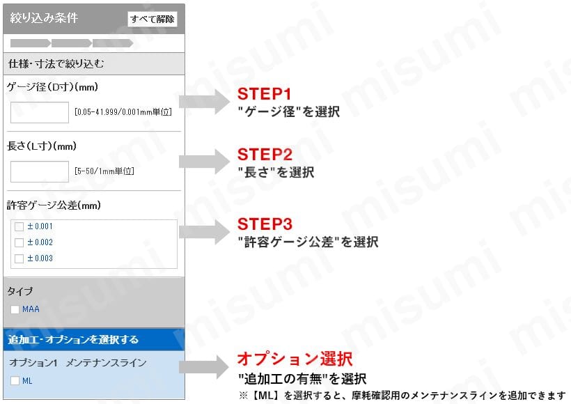 鋼ピンゲージ （自由指定タイプ） | 新潟精機（SK） | MISUMI(ミスミ)