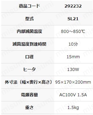 ループシネレーター SL-21 | 東京硝子器械 | MISUMI(ミスミ)