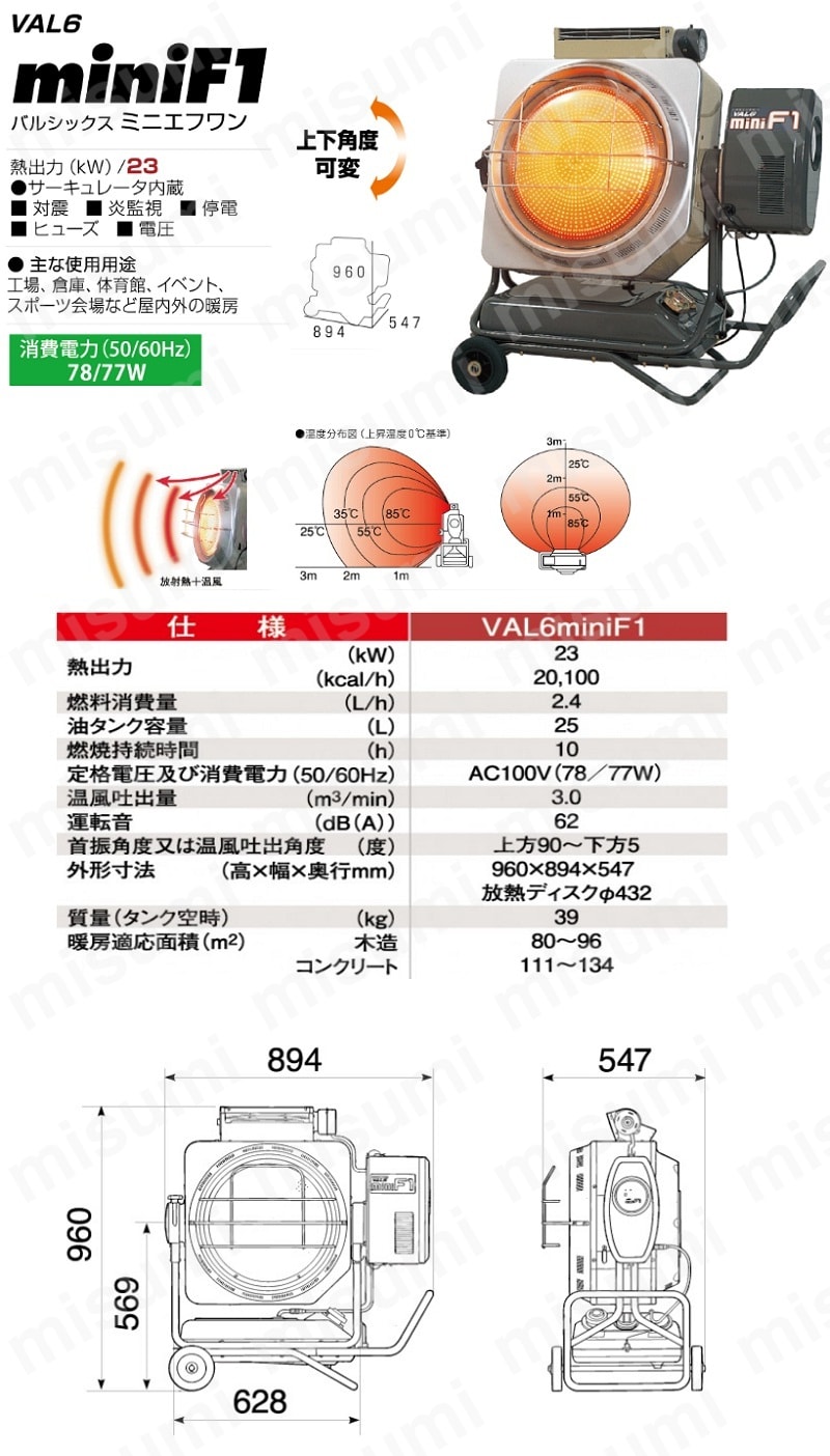 VAL6-MINI-F1-50HZ 赤外線ヒーターバルシックス（タンク容量25L） 静岡製機 ミスミ 4521542645659
