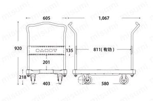 ダンディXシリーズ　タイプXA　プラ台車  外形図4