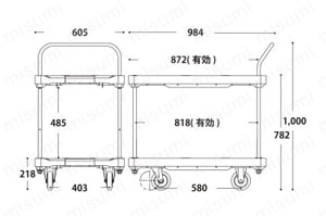 ダンディXシリーズ　タイプXA　プラ台車  外形図6