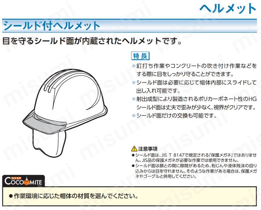 ミドリ安全 PC製ヘルメット フェイスシールド付 多機能タイプ_K9054085790 ミドリ安全 MISUMI(ミスミ)