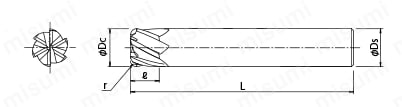 CM-RMS-10XR1.25X6Z | セラミックエンドミル 外周刃タイプ 6枚刃 CM