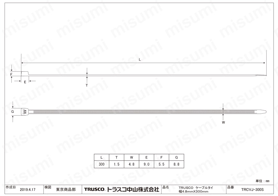 ケーブルタイ　最大結束Φ１５０～Φ１２０ 図面５