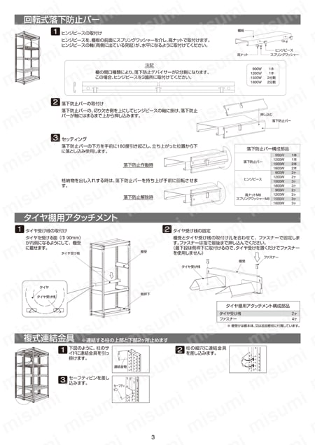 中量ボルトレス棚 ＴＵＧ型 用タイヤ棚用アタッチメント | トラスコ