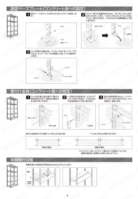 中量ボルトレス棚 ＴＵＧ型 用タイヤ棚用アタッチメント | トラスコ