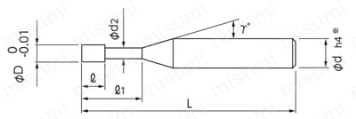 MSUSZ440-LN 無限コーティングプレミアムSUS用高能率"Z"ロングネックエンドミル 外形図