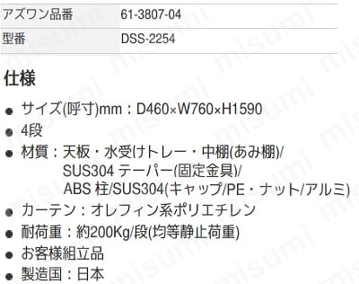 DSS-2254 | DSS-2254 ドライシェルフ | キャニオン | MISUMI(ミスミ)