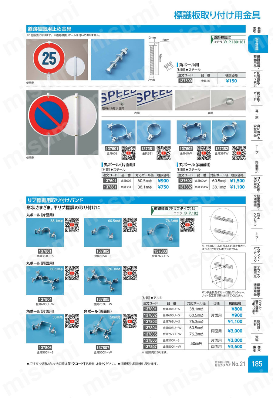 金具381 道路標識用止め金具 | 日本緑十字社 | MISUMI(ミスミ)