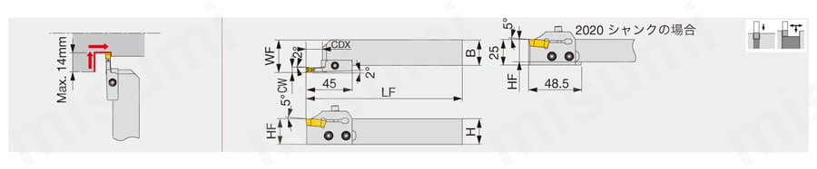 FLEX50R-T9225 タンガロイ・CGWSR/L-FLR/L5TP用・溝入れ用チップ・突っ切り用チップ タンガロイ  MISUMI(ミスミ)