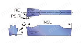 タンガロイ・JCTER／L用・溝入れ用チップ・突っ切り用チップ 外形図4