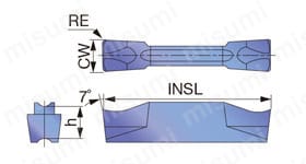 タンガロイ・JCTER／L用・溝入れ用チップ・突っ切り用チップ 外形図5