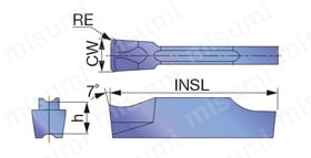 タンガロイ・JCTER／L用・溝入れ用チップ・突っ切り用チップ 外形図10