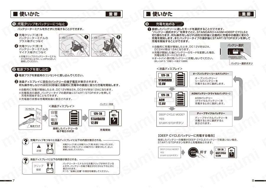 AC100V→DC12V・24V バッテリーチャージャー 取扱説明書5