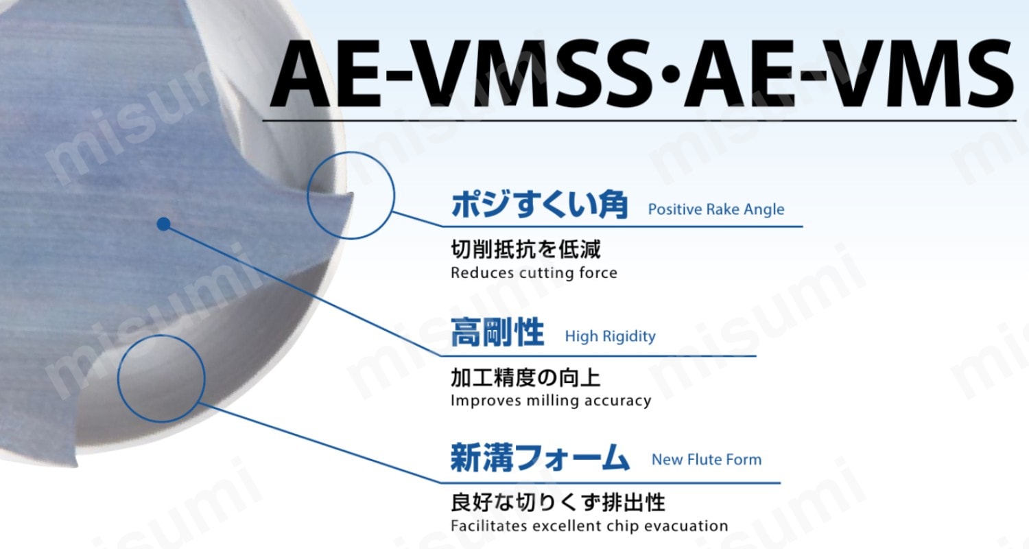 AE-VMS AE-VMシリーズ 超硬防振型エンドミル ショート形（ラジアス