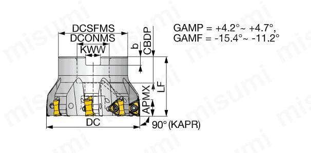 TPTN07 ねじ止め式直角肩加工用正面フライスカッタ 外形図