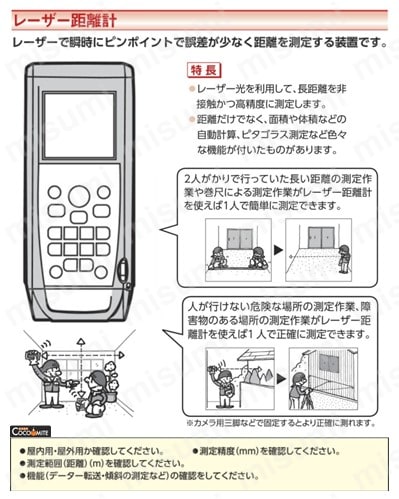 携帯型 レーザー距離計 | 日動工業 | MISUMI(ミスミ)