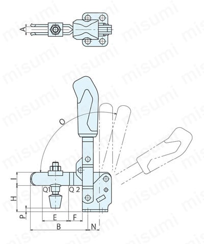 トグルダウンクランプ 6800B 外形図1