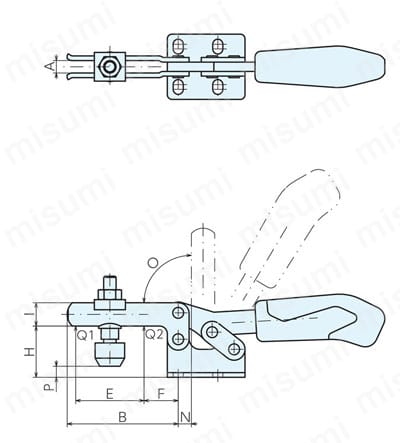 トグルダウンクランプ 6830B 外形図1