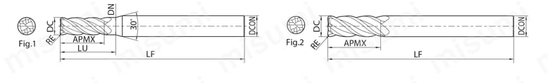 高能率・鋼加工用 4MFR 外形図