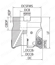 アルミ加工用 高能率エンドミル MEASフェースミルフェースミル 外形図