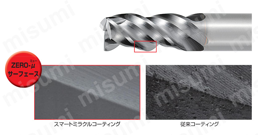 VQJHV 難削材加工用 4枚刃スマートミラクル防振エンドミル（J） | 三菱