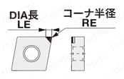 タンガロイ・PCD・1QP-CNMM・80°ひし形・ネガ・穴有・旋削チップ 外形図
