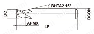 MP2ES 2枚刃エムエスプラス自動旋盤用エンドミル 外形図-1