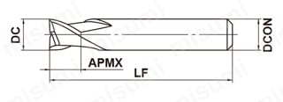 MP2ES 2枚刃エムエスプラス自動旋盤用エンドミル 外形図-2