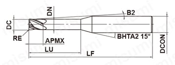 VFRPSRB インパクトミラクルレボリューション高精度ラジアスエンドミル（S） 外形図-1