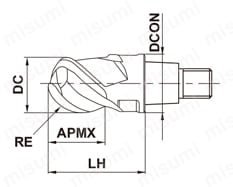 iMX-B3FV 高能率加工用3枚刃制振ボールヘッド 外形図