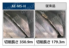 高硬度鋼用超硬エンドミル多刃ラジアスタイプショート形 AE-MS-H ［2］最適化された刃先仕様により高硬度鋼を安定加工