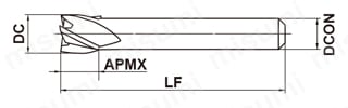 MP4EC 4枚刃エムエスプラス自動旋盤用エンドミル 外形図-3