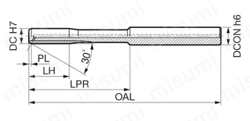 SSR型 穴用ソリッドリーマ SSR型  H7公差穴用(貫通穴用)外形図Fig 2