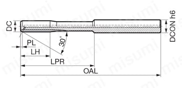 SSR型 穴用ソリッドリーマ SSR型  (貫通穴用)外形図Fig 2
