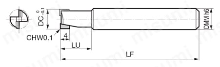 スミダイヤエンドミル DFE型 2枚刃 外形図