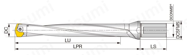 ヘッド交換式ドリル DrillForceMeister用ドリルボディ TIS L/D=8 外形図